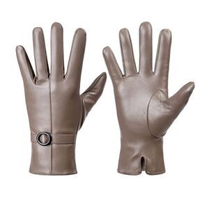 Winter Leather Gloves Beige